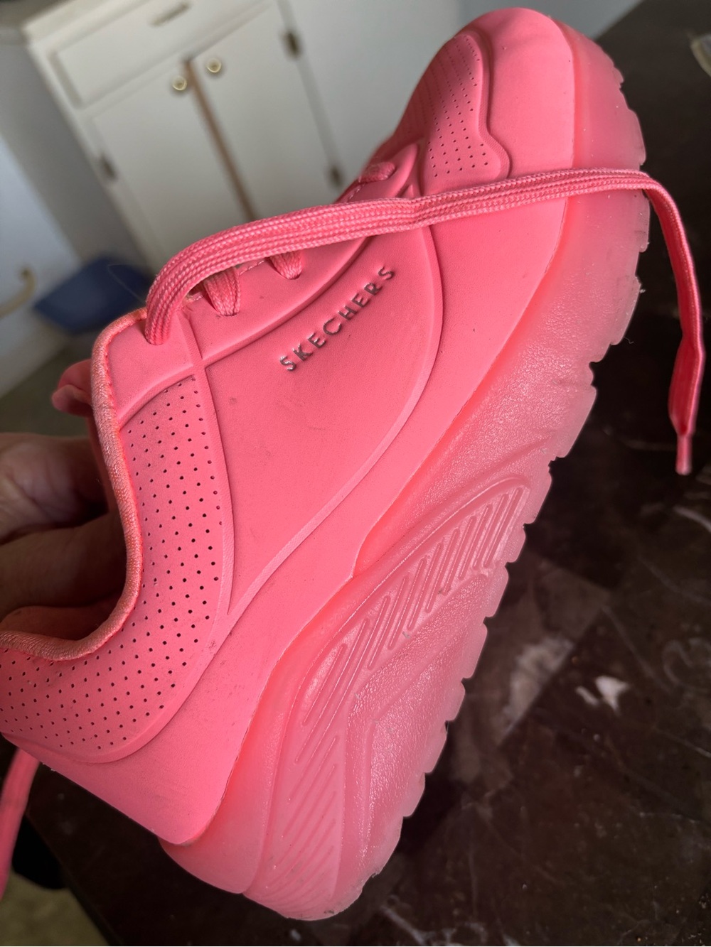 Skechers girls Coral-Pink Platform Sneakers